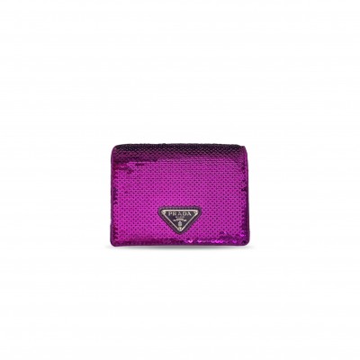 PRADA SEQUIN EMBELLISHED SATIN CARD HOLDER 1MR024 (11.5*8cm) 